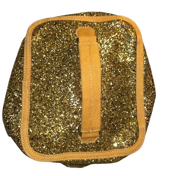 J. Crew Holiday gold metallic all sparkles train case travel bag - Picture 7 of 7